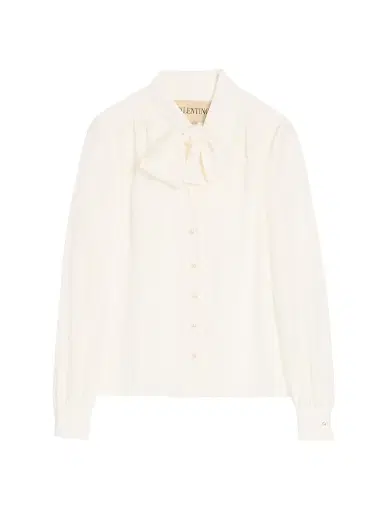 Valentino Garavani Women's Crepe De Chine Shirt - Ivory - Size 2 | Thumbnail 1 Valentino Garavani Women's Crepe De Chine Shirt - Ivory - Size 2 | Thumbnail 1