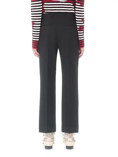 Valentino Garavani Men's Wool Pants with Cuffs - Black | Thumbnail 4 Valentino Garavani Men's Wool Pants with Cuffs - Black | Thumbnail 4