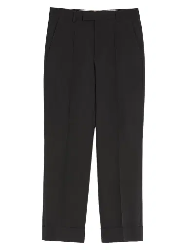 Valentino Garavani Men's Wool Pants with Cuffs - Black | Thumbnail 1 Valentino Garavani Men's Wool Pants with Cuffs - Black | Thumbnail 1