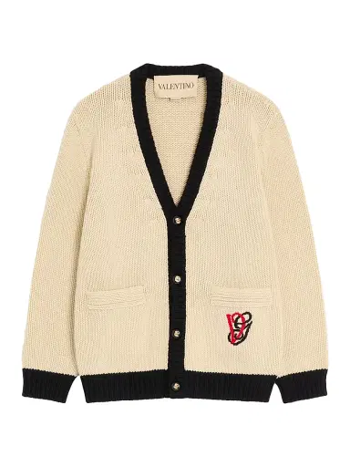 Valentino Men's Wool Cardigan with Embroidered VG | Thumbnail 1 Valentino Men's Wool Cardigan with Embroidered VG | Thumbnail 1