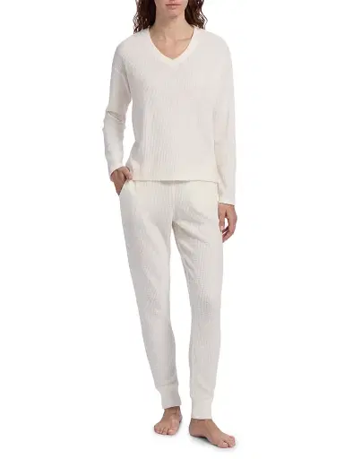 Papinelle Women's Super Soft Waffle Pajamas - Ecru - Size XL | Thumbnail 3 Papinelle Women's Super Soft Waffle Pajamas - Ecru - Size XL | Thumbnail 3
