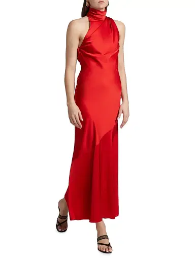 Significant Other Women's Nadia Bias-Cut Satin Midi-Dress - Cherry | Thumbnail 2 Significant Other Women's Nadia Bias-Cut Satin Midi-Dress - Cherry | Thumbnail 2