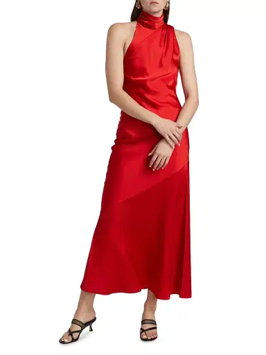 Significant Other Women's Nadia Bias-Cut Satin Midi-Dress - Cherry | Thumbnail 3 Significant Other Women's Nadia Bias-Cut Satin Midi-Dress - Cherry | Thumbnail 3