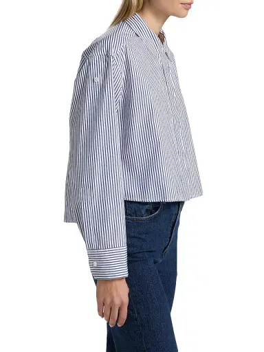 A.L.C. Women's Maude Striped Cotton Poplin High-Low Shirt - White Navy - Size XL | Thumbnail 4 A.L.C. Women's Maude Striped Cotton Poplin High-Low Shirt - White Navy - Size XL | Thumbnail 4