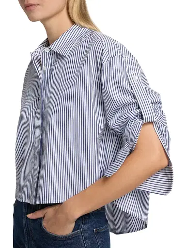 A.L.C. Women's Maude Striped Cotton Poplin High-Low Shirt - White Navy - Size XL | Thumbnail 6 A.L.C. Women's Maude Striped Cotton Poplin High-Low Shirt - White Navy - Size XL | Thumbnail 6