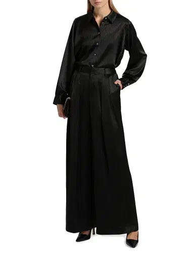 Cinq à Sept Women's Georgia Marne Striped Satin Pants - Black | Thumbnail 2 Cinq à Sept Women's Georgia Marne Striped Satin Pants - Black | Thumbnail 2