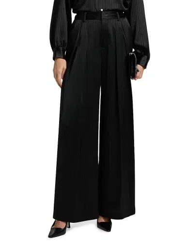Cinq à Sept Women's Georgia Marne Striped Satin Pants - Black | Thumbnail 3 Cinq à Sept Women's Georgia Marne Striped Satin Pants - Black | Thumbnail 3