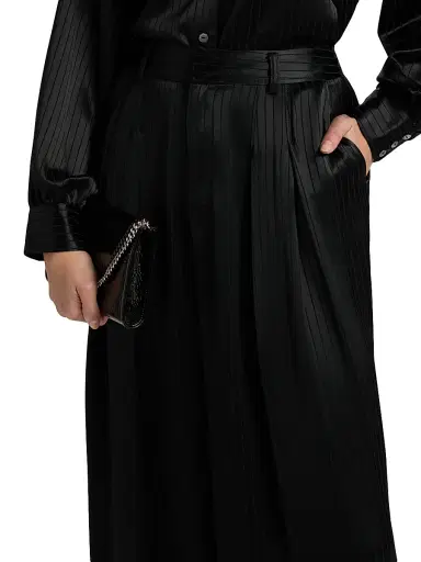 Cinq à Sept Women's Georgia Marne Striped Satin Pants - Black | Thumbnail 6 Cinq à Sept Women's Georgia Marne Striped Satin Pants - Black | Thumbnail 6