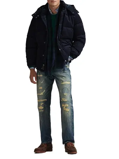 Polo Ralph Lauren Men's The Wainwright Corduroy Hooded Down Jacket - Aviator Navy | Thumbnail 2 Polo Ralph Lauren Men's The Wainwright Corduroy Hooded Down Jacket - Aviator Navy | Thumbnail 2