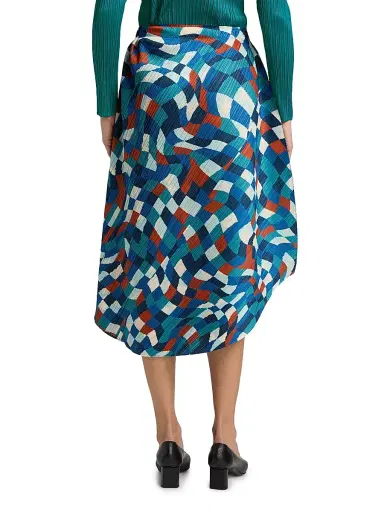 Pleats Please Issey Miyake Women's Dancing Square Geometric Asymmetric Midi-Skirt - Blue | Thumbnail 5 Pleats Please Issey Miyake Women's Dancing Square Geometric Asymmetric Midi-Skirt - Blue | Thumbnail 5
