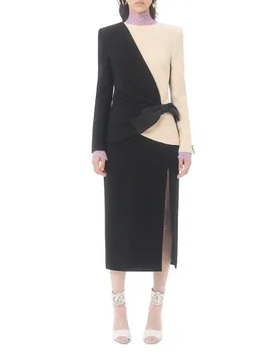 Valentino Garavani Women's Wool Crepe Midi Dress - Black Birch | Thumbnail 2 Valentino Garavani Women's Wool Crepe Midi Dress - Black Birch | Thumbnail 2