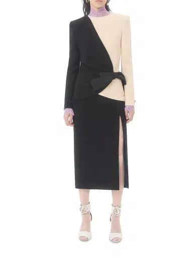 Valentino Garavani Women's Wool Crepe Midi Dress - Black Birch | Thumbnail 7 Valentino Garavani Women's Wool Crepe Midi Dress - Black Birch | Thumbnail 7