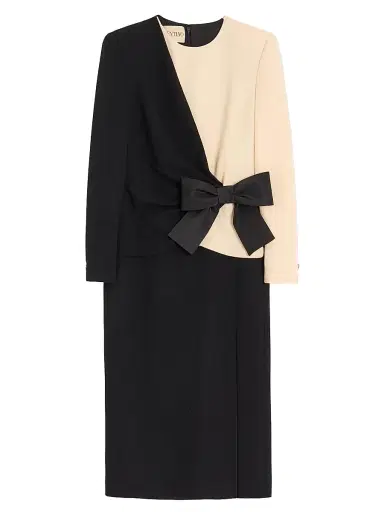 Valentino Garavani Women's Wool Crepe Midi Dress - Black Birch | Thumbnail 1 Valentino Garavani Women's Wool Crepe Midi Dress - Black Birch | Thumbnail 1
