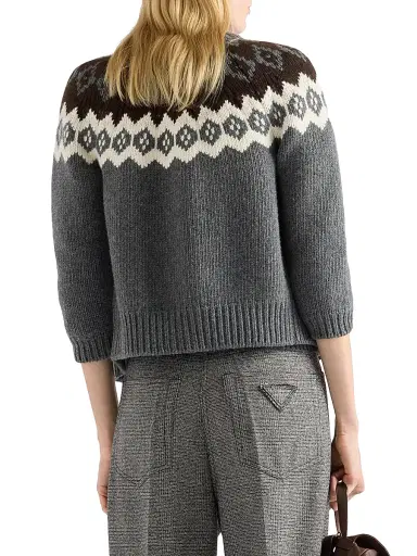 Prada Women's Wool and Cashmere Cardigan - Grey | Thumbnail 4 Prada Women's Wool and Cashmere Cardigan - Grey | Thumbnail 4
