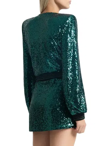 Zhivago Women's Cala Conta Sequined Wrap Minidress - Emerald | Thumbnail 5 Zhivago Women's Cala Conta Sequined Wrap Minidress - Emerald | Thumbnail 5