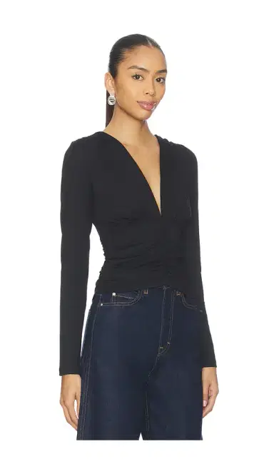 susana monaco Gathered V Long Sleeve Top Top | Thumbnail 2 susana monaco Gathered V Long Sleeve Top Top | Thumbnail 2