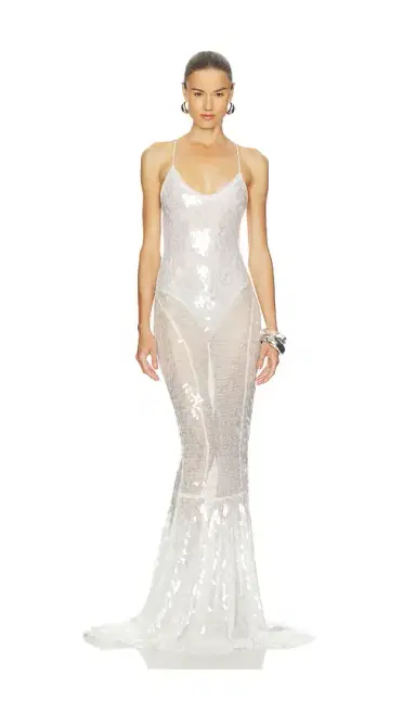Norma Kamali Low Back Fara Slip Fishtail Gown | Thumbnail 1 Norma Kamali Low Back Fara Slip Fishtail Gown | Thumbnail 1
