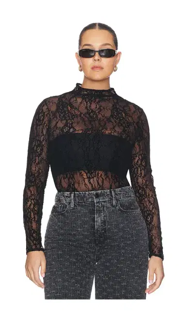 Good American Lace Mock Neck Bodysuit | Thumbnail 2 Good American Lace Mock Neck Bodysuit | Thumbnail 2