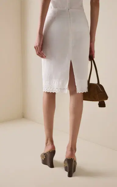 Magda Butrym Lace-Trimmed Cotton-Blend Pencil Skirt | Thumbnail 4 Magda Butrym Lace-Trimmed Cotton-Blend Pencil Skirt | Thumbnail 4