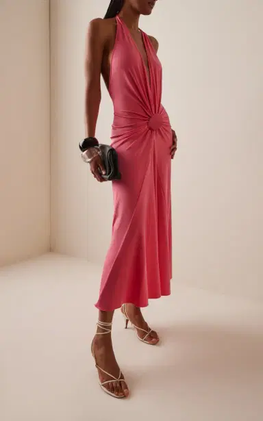 Silvia Tcherassi Veracruz Gathered Jersey Halter Midi Dress | Thumbnail 2 Silvia Tcherassi Veracruz Gathered Jersey Halter Midi Dress | Thumbnail 2