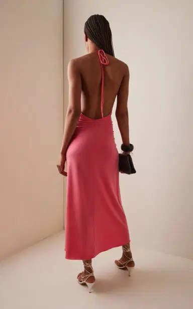 Silvia Tcherassi Veracruz Gathered Jersey Halter Midi Dress | Thumbnail 4 Silvia Tcherassi Veracruz Gathered Jersey Halter Midi Dress | Thumbnail 4
