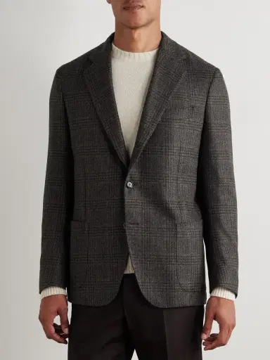 De Petrillo Posillipo Unstructured Prince of Wales Checked Wool and Cashmere-Blend Suit Jacket - Men | Thumbnail 3 De Petrillo Posillipo Unstructured Prince of Wales Checked Wool and Cashmere-Blend Suit Jacket - Men | Thumbnail 3