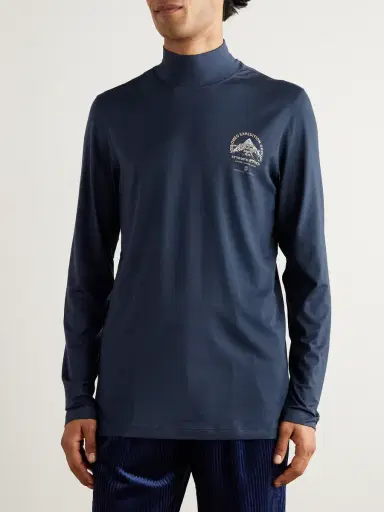 Brunello Cucinelli Slim-Fit Logo-Print Silk-Blend Rollneck Sweater - Men | Thumbnail 3 Brunello Cucinelli Slim-Fit Logo-Print Silk-Blend Rollneck Sweater - Men | Thumbnail 3