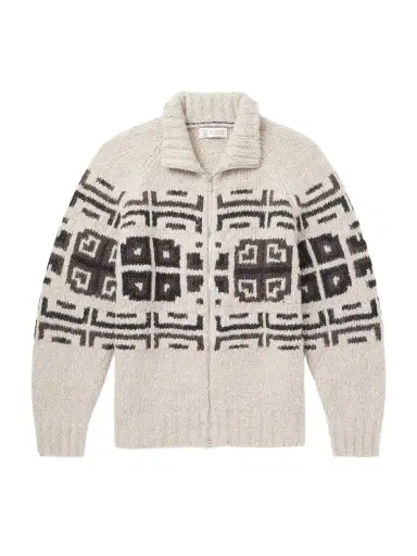 Brunello Cucinelli Intarsia-Knit Alpaca-Blend Cardigan - Men | Thumbnail 1 Brunello Cucinelli Intarsia-Knit Alpaca-Blend Cardigan - Men | Thumbnail 1