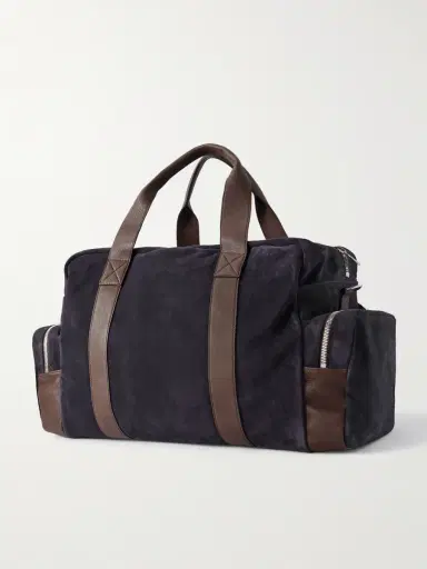 Brunello Cucinelli Leather-Trimmed Suede Weekend Bag - Men | Thumbnail 3 Brunello Cucinelli Leather-Trimmed Suede Weekend Bag - Men | Thumbnail 3
