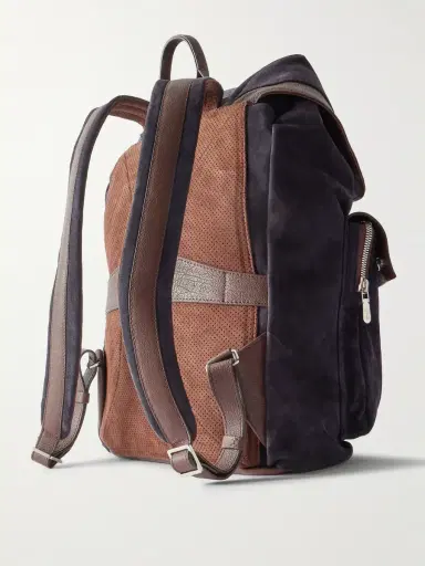 Brunello Cucinelli Leather-Trimmed Suede Backpack - Men | Thumbnail 3 Brunello Cucinelli Leather-Trimmed Suede Backpack - Men | Thumbnail 3