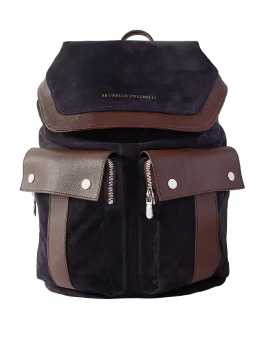 Brunello Cucinelli Leather-Trimmed Suede Backpack - Men | Thumbnail 1 Brunello Cucinelli Leather-Trimmed Suede Backpack - Men | Thumbnail 1