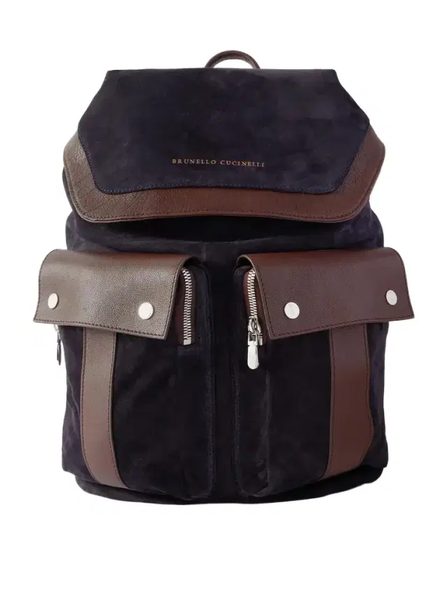 Leather-Trimmed Suede Backpack - Men Leather-Trimmed Suede Backpack - Men
