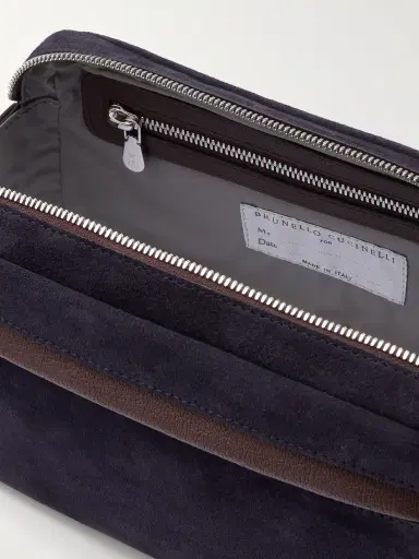 Brunello Cucinelli Leather-Trimmed Suede Wash Bag - Men | Thumbnail 4 Brunello Cucinelli Leather-Trimmed Suede Wash Bag - Men | Thumbnail 4