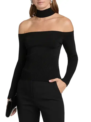 Simkhai Women's Lila Off-the-Shoulder Top - Black - Size Small | Thumbnail 3 Simkhai Women's Lila Off-the-Shoulder Top - Black - Size Small | Thumbnail 3