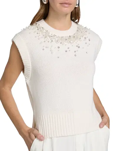 SIMKHAI Women's Candra Embellished Sweater Vest | Thumbnail 6 SIMKHAI Women's Candra Embellished Sweater Vest | Thumbnail 6
