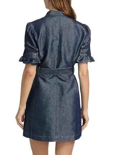 Cinq à Sept Women's Nolita Shimmer Denim Belted Minidress | Thumbnail 5 Cinq à Sept Women's Nolita Shimmer Denim Belted Minidress | Thumbnail 5