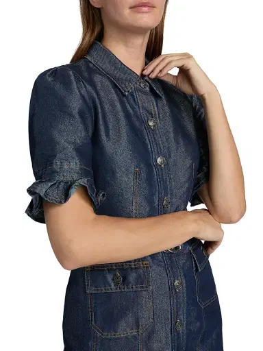 Cinq à Sept Women's Nolita Shimmer Denim Belted Minidress | Thumbnail 6 Cinq à Sept Women's Nolita Shimmer Denim Belted Minidress | Thumbnail 6
