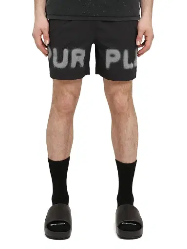 Purple Brand Men's All Round Logo Swim Shorts - Black | Thumbnail 1 Purple Brand Men's All Round Logo Swim Shorts - Black | Thumbnail 1