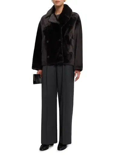 Yves Salomon Women's Shearling Double-Breasted Jacket - Etain - Size 8 | Thumbnail 2 Yves Salomon Women's Shearling Double-Breasted Jacket - Etain - Size 8 | Thumbnail 2
