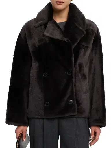 Yves Salomon Women's Shearling Double-Breasted Jacket - Etain - Size 8 | Thumbnail 3 Yves Salomon Women's Shearling Double-Breasted Jacket - Etain - Size 8 | Thumbnail 3