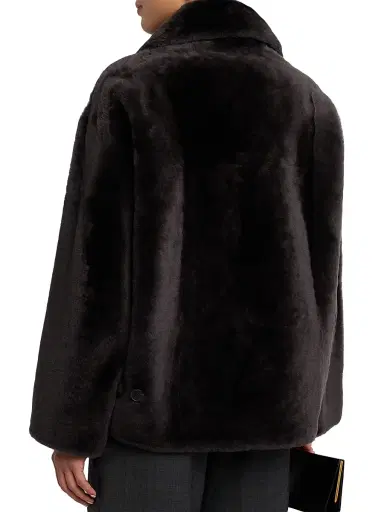 Yves Salomon Women's Shearling Double-Breasted Jacket - Etain - Size 8 | Thumbnail 4 Yves Salomon Women's Shearling Double-Breasted Jacket - Etain - Size 8 | Thumbnail 4