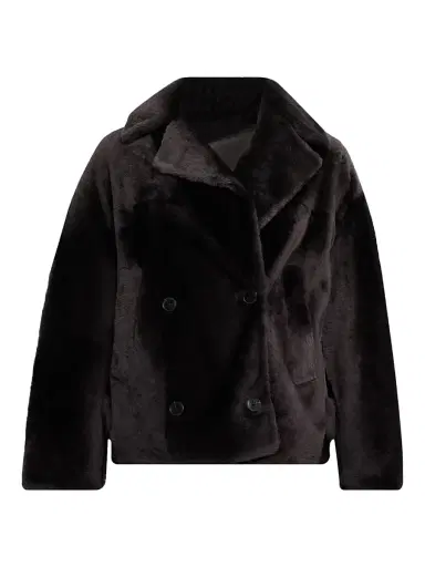 Yves Salomon Women's Shearling Double-Breasted Jacket - Etain - Size 8 | Thumbnail 1 Yves Salomon Women's Shearling Double-Breasted Jacket - Etain - Size 8 | Thumbnail 1