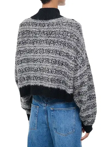 Staud Women's Hampton Patterned Half-Zip Crop Sweater - Telluride | Thumbnail 4 Staud Women's Hampton Patterned Half-Zip Crop Sweater - Telluride | Thumbnail 4