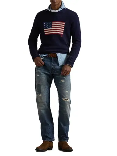 Polo Ralph Lauren Men's The Iconic Flag Cotton Sweater - Hunter Navy | Thumbnail 2 Polo Ralph Lauren Men's The Iconic Flag Cotton Sweater - Hunter Navy | Thumbnail 2