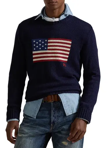 Polo Ralph Lauren Men's The Iconic Flag Cotton Sweater - Hunter Navy | Thumbnail 3 Polo Ralph Lauren Men's The Iconic Flag Cotton Sweater - Hunter Navy | Thumbnail 3
