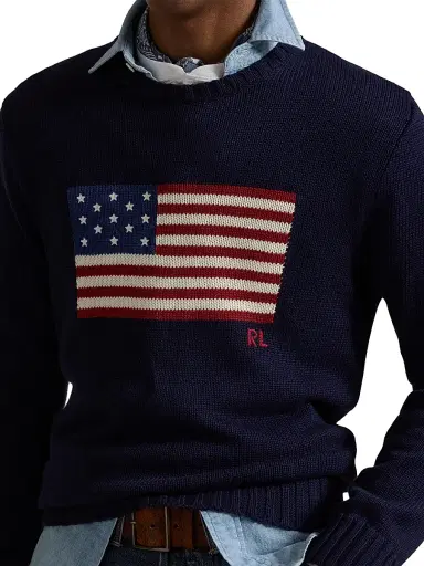 Polo Ralph Lauren Men's The Iconic Flag Cotton Sweater - Hunter Navy | Thumbnail 5 Polo Ralph Lauren Men's The Iconic Flag Cotton Sweater - Hunter Navy | Thumbnail 5