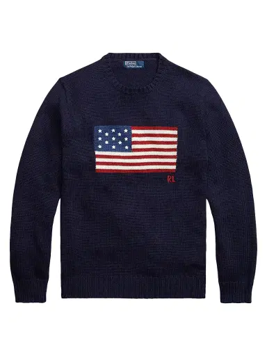 Polo Ralph Lauren Men's The Iconic Flag Cotton Sweater - Hunter Navy | Thumbnail 1 Polo Ralph Lauren Men's The Iconic Flag Cotton Sweater - Hunter Navy | Thumbnail 1