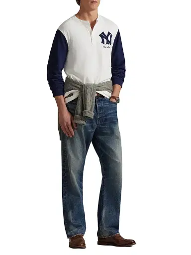Polo Ralph Lauren Men's New York Yankees Henley Shirt - Deckwash White Newport Navy | Thumbnail 2 Polo Ralph Lauren Men's New York Yankees Henley Shirt - Deckwash White Newport Navy | Thumbnail 2