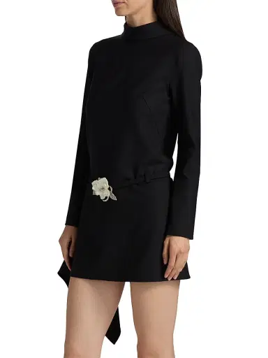 Oscar de la Renta Women's Crystal-Embellished Flower Belt Minidress | Thumbnail 4 Oscar de la Renta Women's Crystal-Embellished Flower Belt Minidress | Thumbnail 4