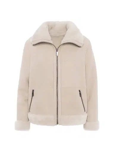 Gorski Women's Merino Shearling Lamb Zip Coat - Beige | Thumbnail 1 Gorski Women's Merino Shearling Lamb Zip Coat - Beige | Thumbnail 1